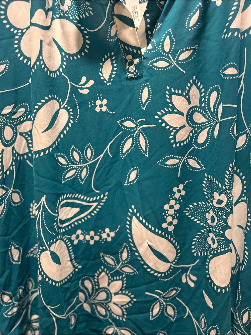 Philosophy Teal Floral Split-V Tunic Top - Picture 3 of 9